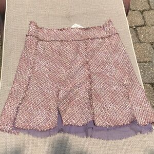 Bebe Pink and White A-Line Mini Skirt